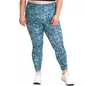 The North Face Plus Size High Rise 7/8 Leggings Beta Blue Lichen Print  3X